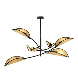 Lampa sufitowa Emibig LOTUS 6 Czarny/RATTAN 1108/6