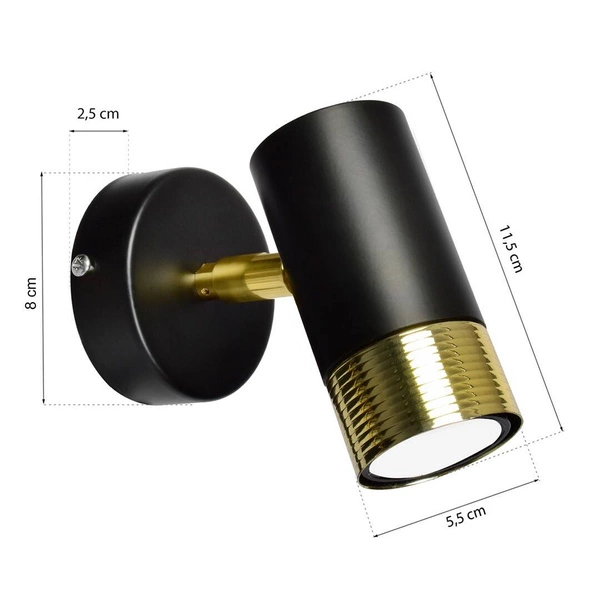 Nowoczesny kinkiet DANI BLACK/GOLD 1xGU10 MLP6237