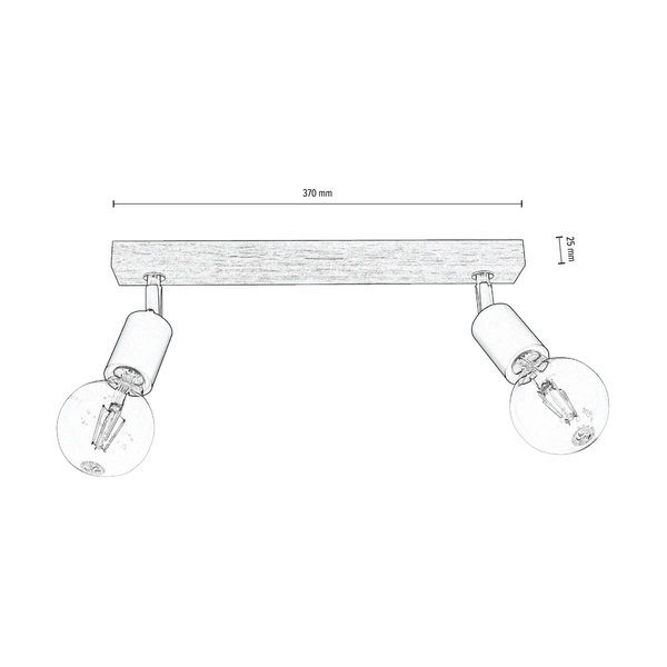Lampa Sufitowa Elmo 2xE27 Max.25W Dąb Olejowany/Czarny Metal 2264274