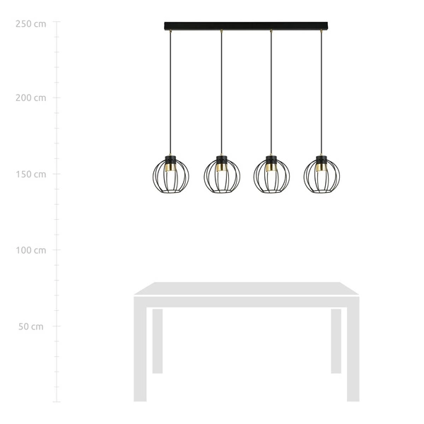Lampa wisząca Emibig AJAX 4 Czarny/GOLD 1200/4