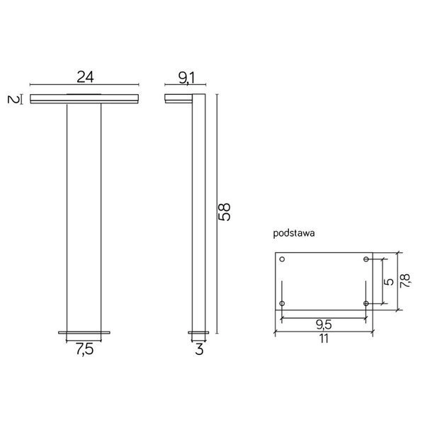 Słupek oświetleniowy nad ścieżkę wys. 58cm FLER 17602-580 DG | ciemny popiel
