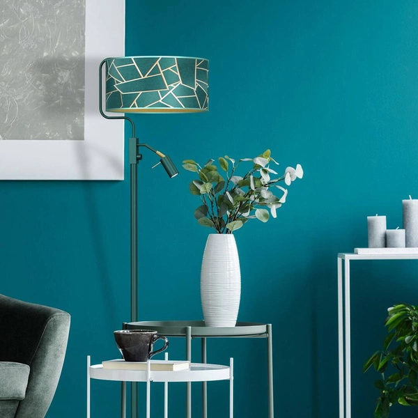 Lampa podłogowa ZIGGY GREEN, MLP7582, butelkowa zieleń/złoty, 1x60W E27 + 1x8W mini GU10