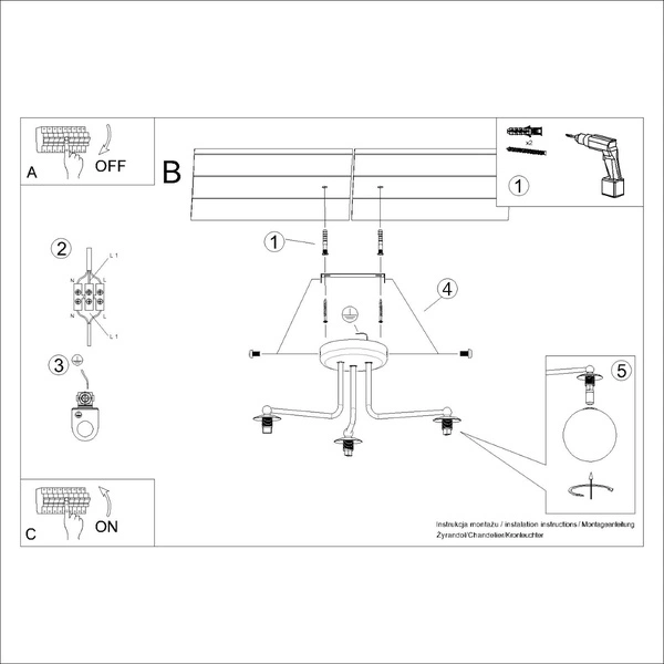 Żyrandol ASTRAL 3 biały