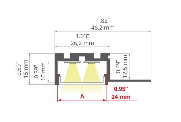 Profil aluminiowy KOZMA-22-BOK 200cm do płyt GK sufitowy | srebrny