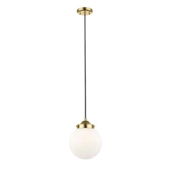 Lampa wisząca klasyczny klosz szklany RIANO E27 40W śr. 17cm | złoty