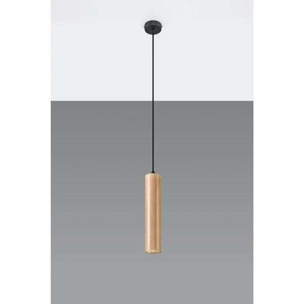 Lampa wisząca LINO 1 czarna stal, naturalne drewno, SL.0636