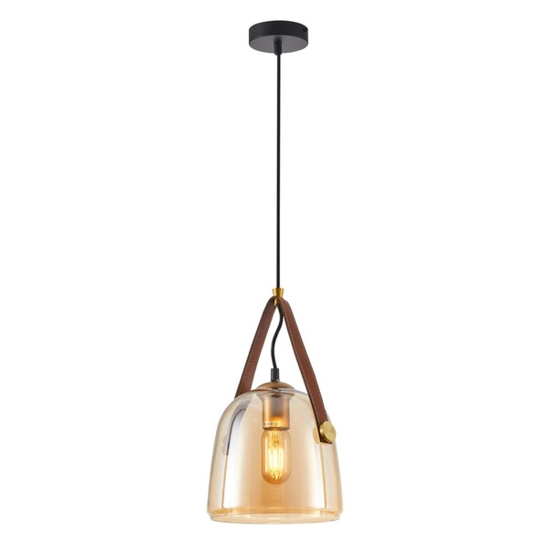 Lampa wisząca Solta śr. 20cm E27 | czarny/bursztynowy
