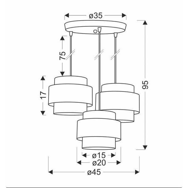 Lampa wisząca, talerz, JUTA, 33-18069, biały/beżowy, 3x40W E27