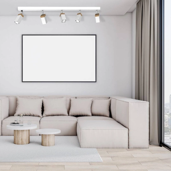 Lampa sufitowa SOLO, MLP7480, przecierany biały/drewno patynowane, 5x5W mini GU10