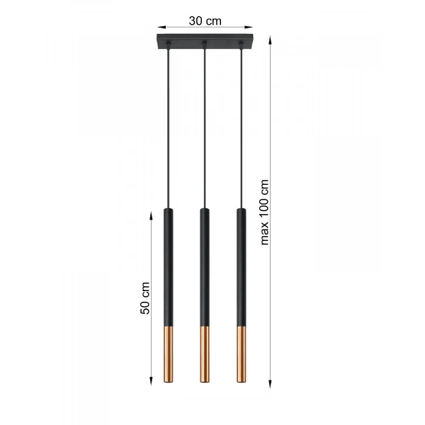 Lampa wisząca MOZAICA 3L SL.0889 czarny/miedź 3xG9