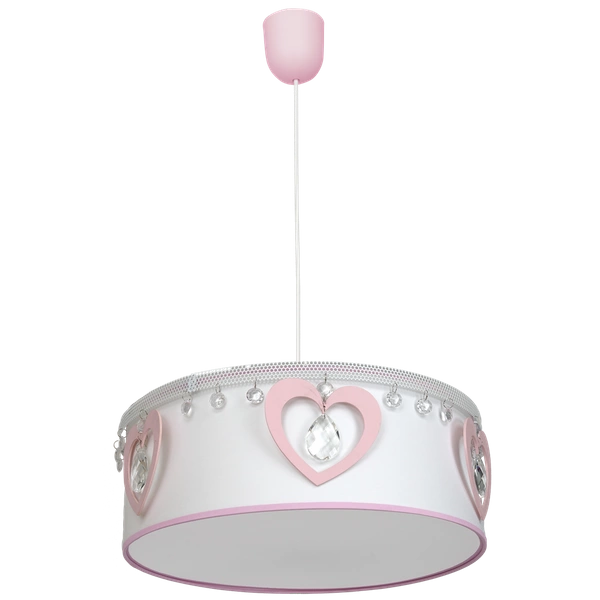 Lampa wisząca HEART, biały/różowy/transparentny, 1x60W E27, MLP8278