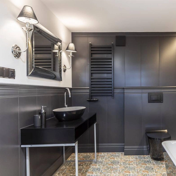 Kinkiet GLAMOUR, chromowy z czarnym abażurem, 1x40W E14