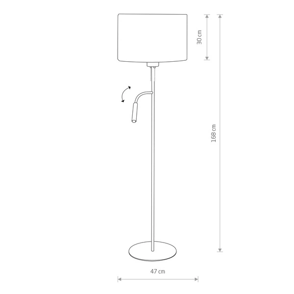 Lampa podłogowa z abażurem nowoczesna HOTEL PLUS szary śr. 47cm 9072