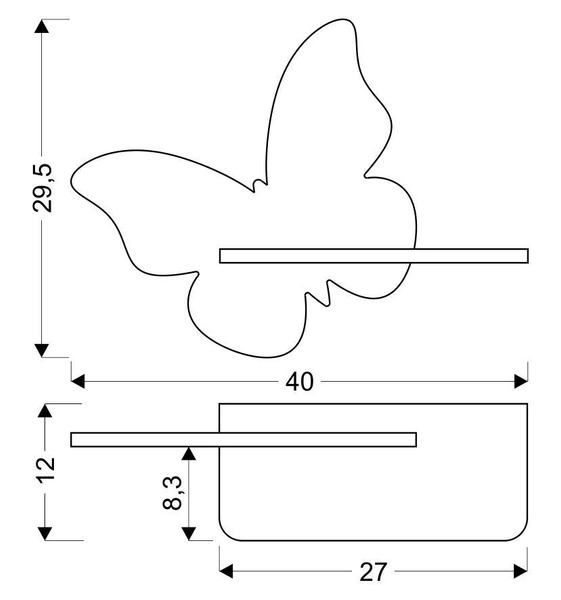 Kinkiet dziecięcy IQ Kids Butterfly z półką, 21-84880, miętowy, 5W LED, barwa neutralna 4000K