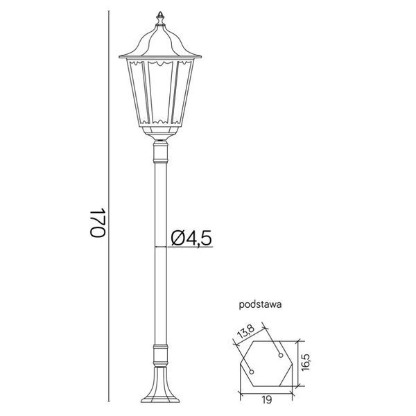 Lampa stojąca zewnętrzna 120cm Retro Maxi K 5002/2/BD 45 | czarna