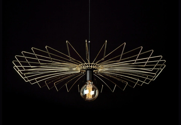 Lampa wisząca druciana zwis nowoczesna UMBRELLA złoty/czarny śr. 78cm 8874