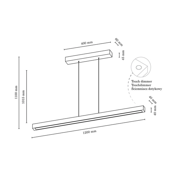 SMAL lampa wisząca LED zintegrowany 2722lm 3000K 34,5W drewno bukowe orzech ściemniacz dotykowy 1509976