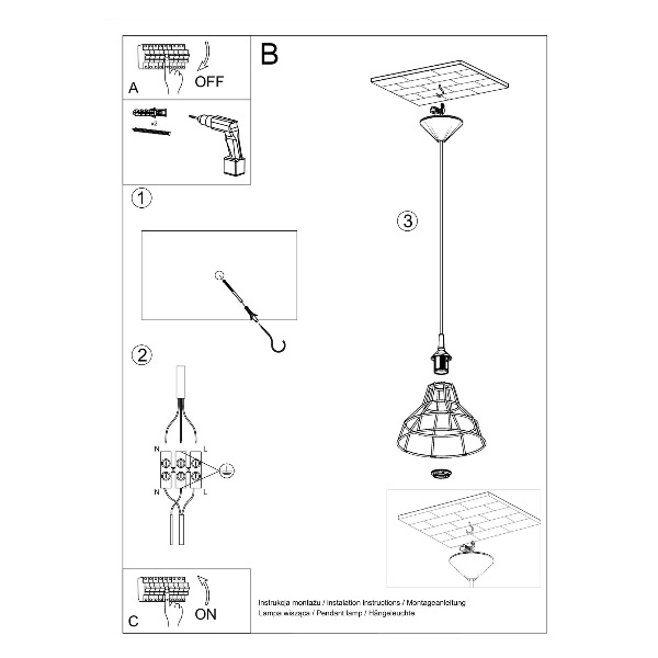 Lampa Wisząca ANATA SL.0145 Biała 1xE27