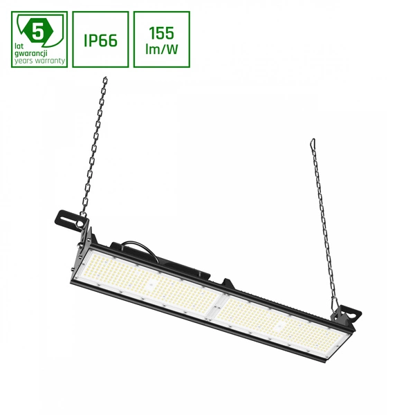 HALLS LINE 2 HIGH BAY 150W NW 230V 60X90ST IP66 IK10 900X150X130MM CZARNY 5 LAT GW. 0-10V