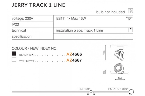 Azzardo JERRY TRACK 1LINE BK 4666
