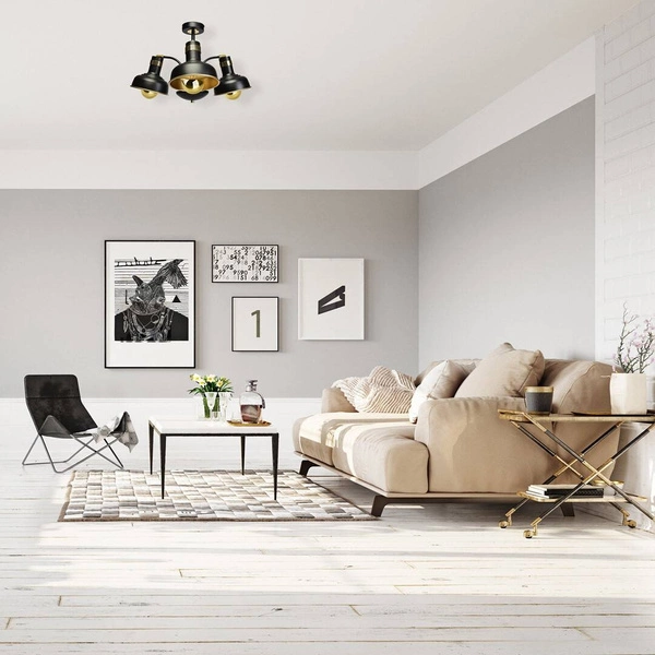 Lampa sufitowa MARGO, czarny/złoty, 3x60W E27, MLP6211