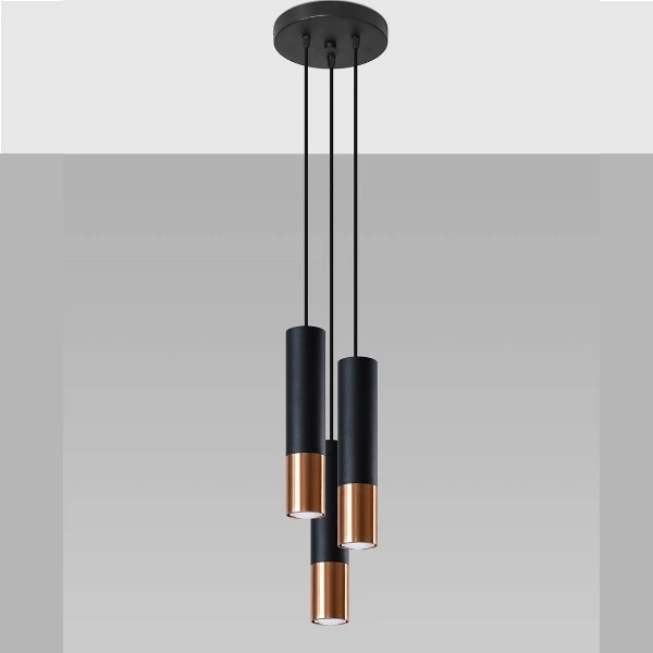 Lampa wisząca LOOPEZ 3P czarny/miedź SL.0949