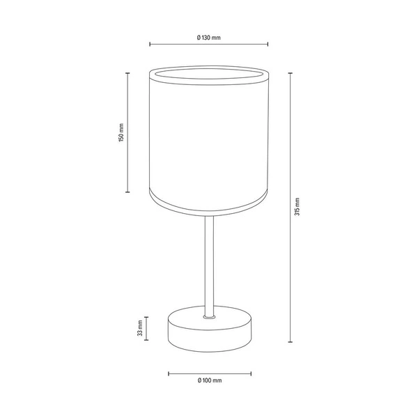 Lampa Stołowa Mila 1xE27 Max.25W Szary Beton/Czarny Metal/Czarny Kabel PCV/Klosz z Białej Tkaniny 7776936