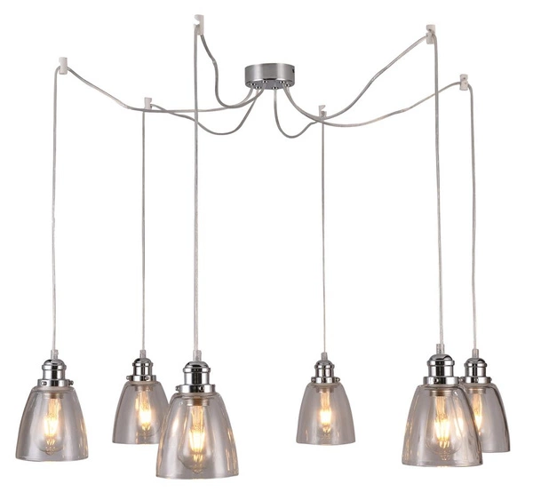 Lampa wisząca VOICE 36-70845 chrom/transparentny 6x40W E27