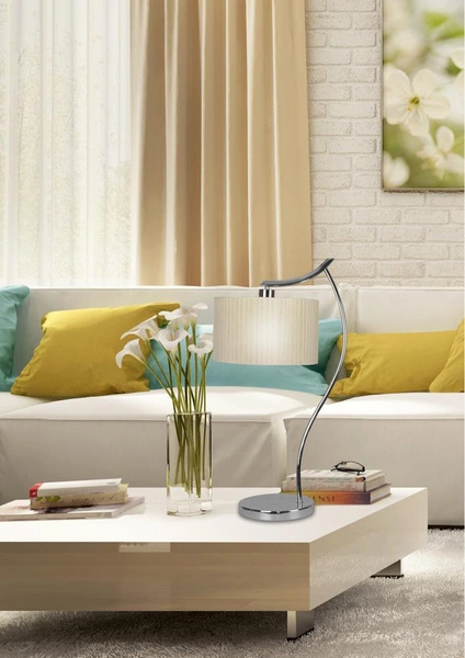 Lampa stołowa/nocna DRAGA 41-04239 chrom/kremowy 1x60W E27