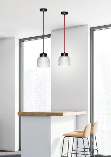 Lampa wisząca LIVERPOOL LEDEA 14 cm, 50101287, czarny/czerwony/transparentny, 1x40W E27