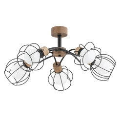 Lampa sufitowa ALFA PALOMA DREWNIANA 5xE27 75cm | 28385