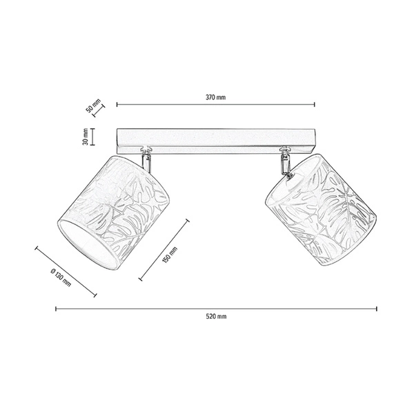 Lampa Sufitowa Mateo 2xE27 Max.25W Czarny Metal/Beżowa Tapeta 87800204