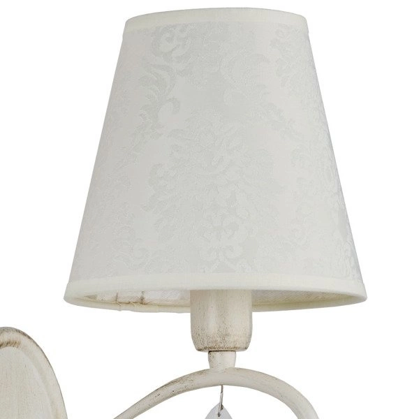 Kinkiet z abażurem BALI WHITE kryształki biały antyczny/ecru