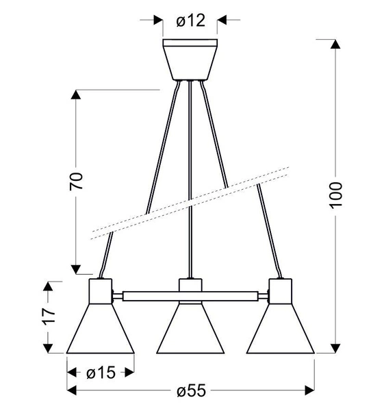 MORE LAMPA WISZĄCA 3X40W E27 CZARNY MATOWY