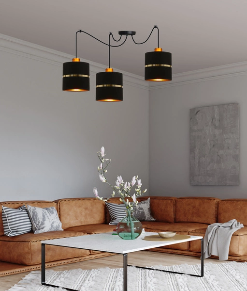 Lampa wisząca ASSAM, 33-17772, czarny/złoty, 3x60W E27