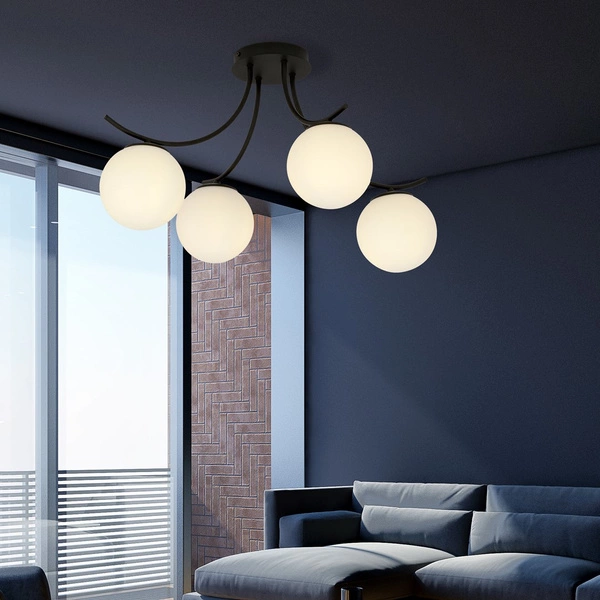 Lampa sufitowa Emibig BOSTON 4 Czarny/OPAL 1109/4