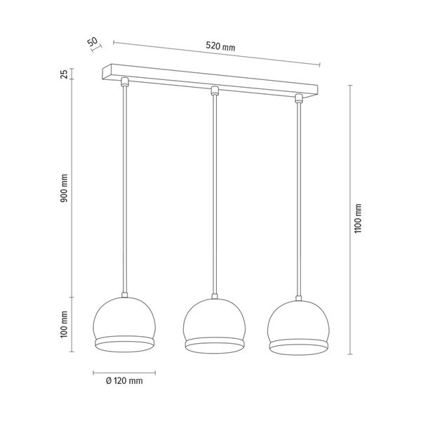 Lampa wisząca z drewna Ball w zestawie 3xLED GU10 5W Dąb Olejowany/Satynowany Metal 5141374