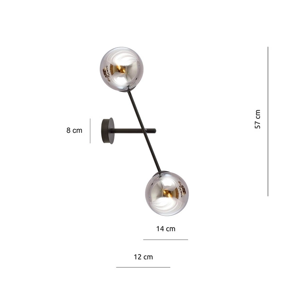 Kinkiet Emibig LINEAR K2 Czarny/GRAFIT 1167/K2