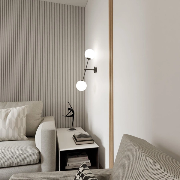 Kinkiet Emibig LINEAR K2 Czarny/OPAL 1169/K2