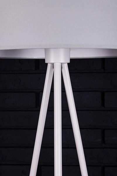 Lampa podłogowa na statywie 1xE27 maks. 40W biały metal/przezroczysty kabel PVC/szary klosz z tkaniny 6010203110511