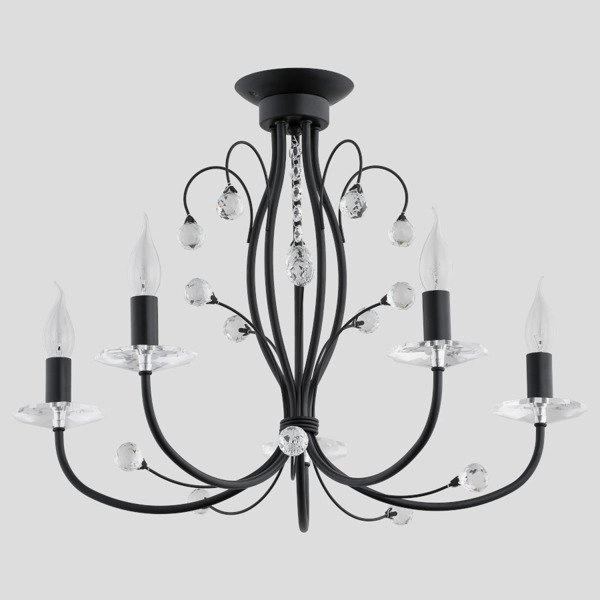 Żyrandol klasyczny świecznikowy PERLOTA śr. 62cm czarny