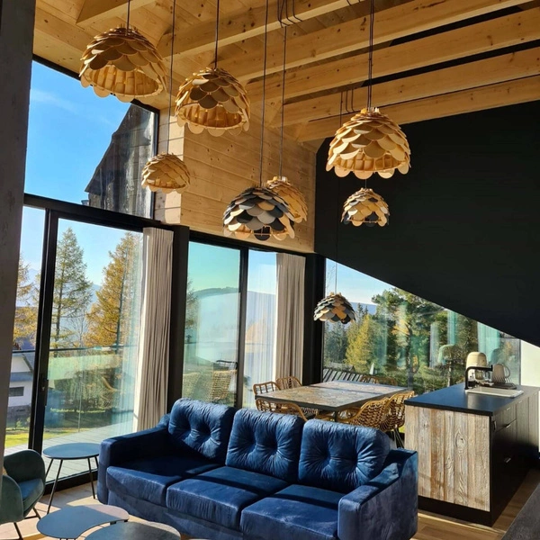 Drewniana lampa BURGO wisząca śr 35cm