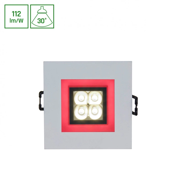 FIALE 4LED 4X1W 30ST 230V SQUARE Z RAMKĄ CZERWONĄWW OCZKA LEDOWE  &