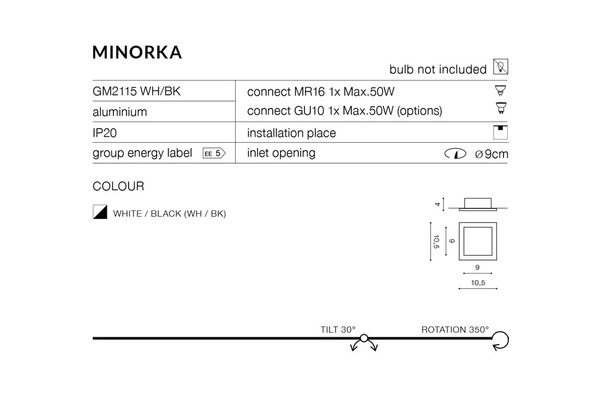 Azzardo MINORKA WHITE/BLACK 1362