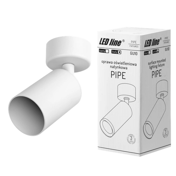 Nowoczesny reflektor sufitowy PIPE GU10 dł. 12cm | biały