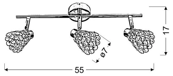Lampa sufitowa/ścienna GLOSSY listwa 93-00453 mosiądz/transparentny 3xG9