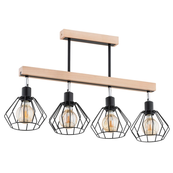 Lampa sufitowa ALFA PILAR DREWNIANA 4xE27 80cm | 63223