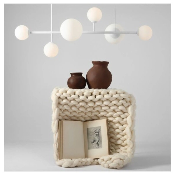 Aldex Lampa wisząca DIONE 6 1092K, biała, 2x60W E27 + 4x40W E14