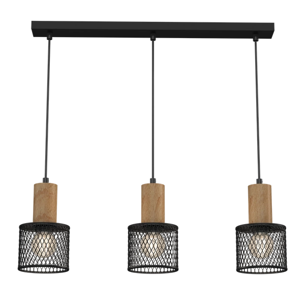 Lampa wisząca SOBRESA 3xE27 | Czarna