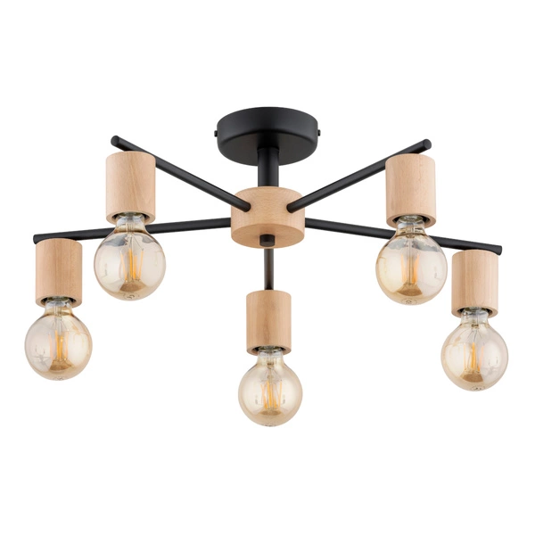 Lampa sufitowa ALFA ARICO DREWNIANA 5xE27 56cm | 63158